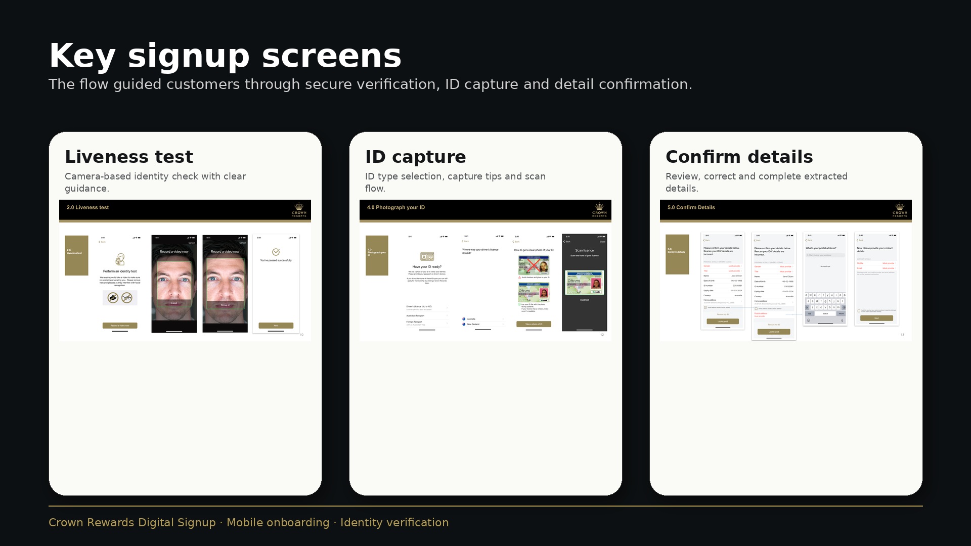 Crown Rewards — key signup screens