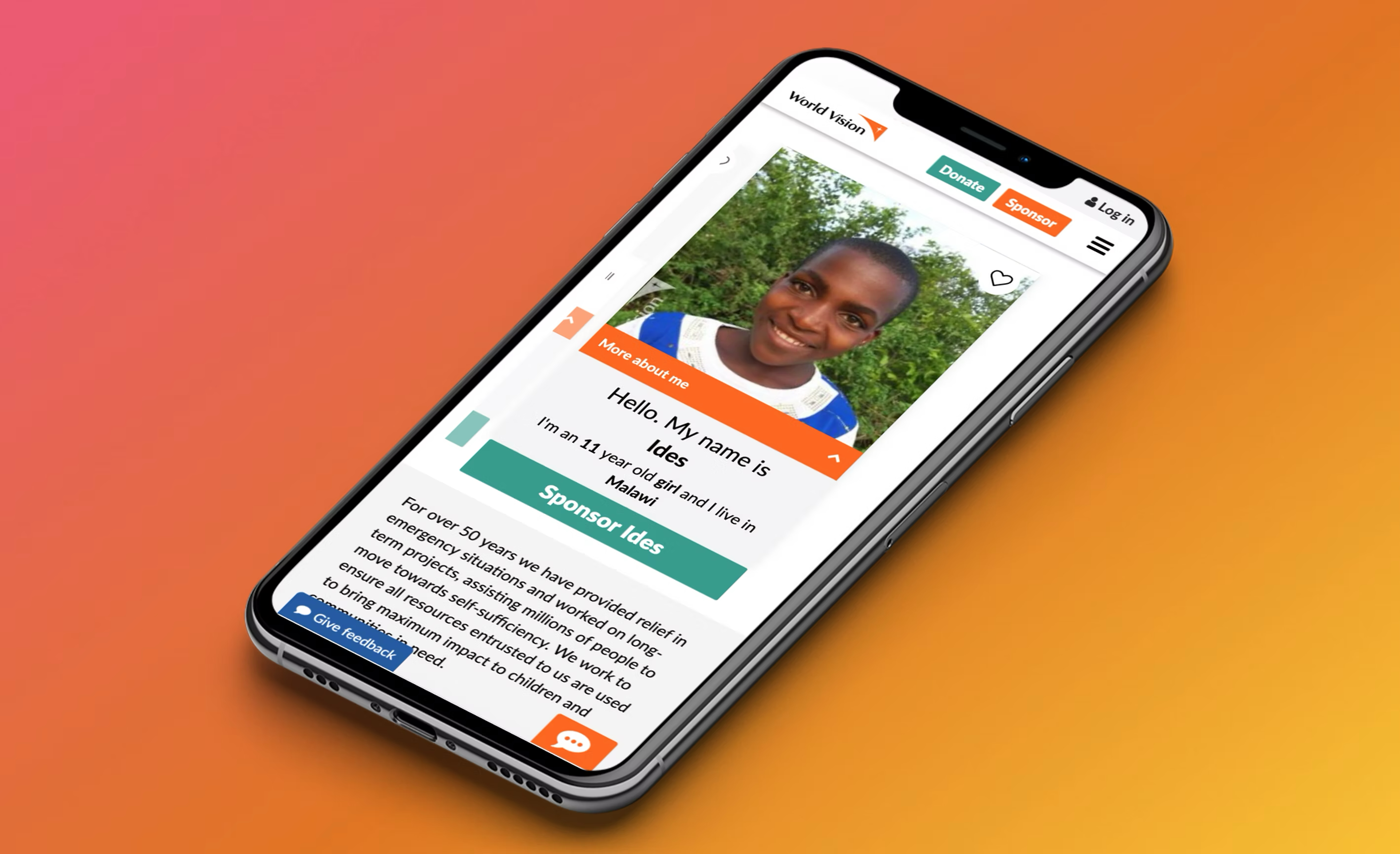 World Vision — child selector widget redesign